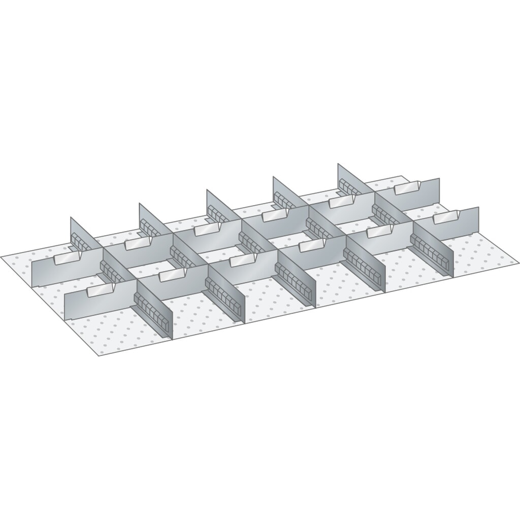Produktabbildung: LISTA Set Schlitzwände und Trennbleche 54x27E, (BxT) 918x459mm, 5 Schlitzwände, 12 Trennbleche, für Fronthöhe 50mm