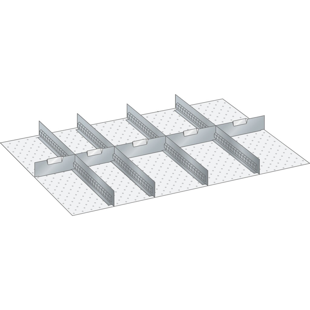 LISTA Set Schlitzwände und Trennbleche 54x36E, (BxT) 918x612mm, 4 Schlitzwände, 5 Trennbleche, für Fronthöhe 75mm Produktabbildung: LISTA Set Schlitzwände und Trennbleche 54x36E, (BxT) 918x612mm, 4 Schlitzwände, 5 Trennbleche, für Fronthöhe 75mm