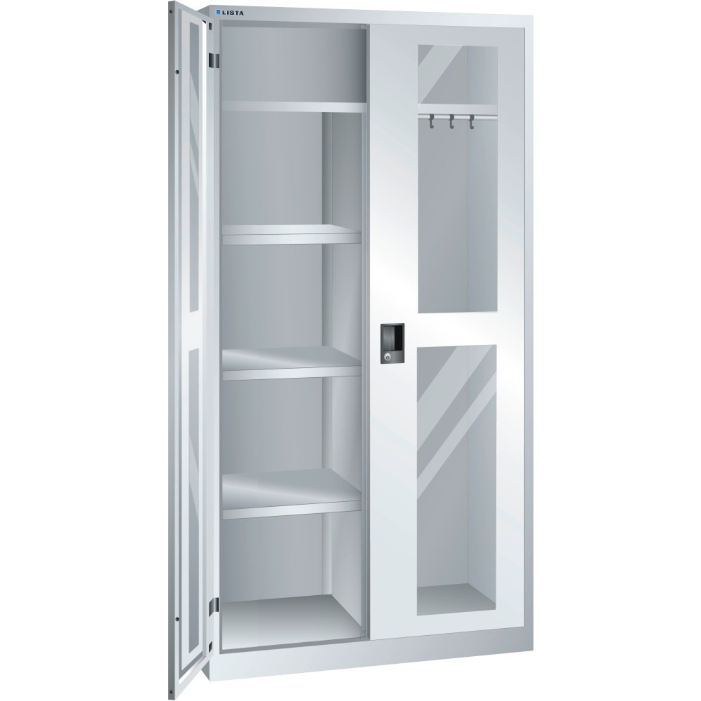 Produktabbildung: LISTA Wäsche- und Kleiderspind, (BxTxH) 1000x500x1950mm, 4 Verstellböden, lichtgrau, KEY Lock