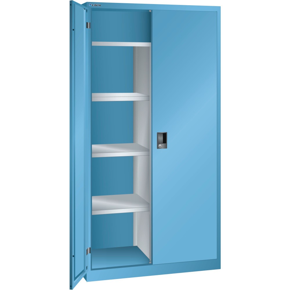 Produktabbildung: LISTA Wäsche- und Kleiderspind, (BxTxH) 1000x500x1950mm, 4 Verstellböden, lichtblau, KEY Lock