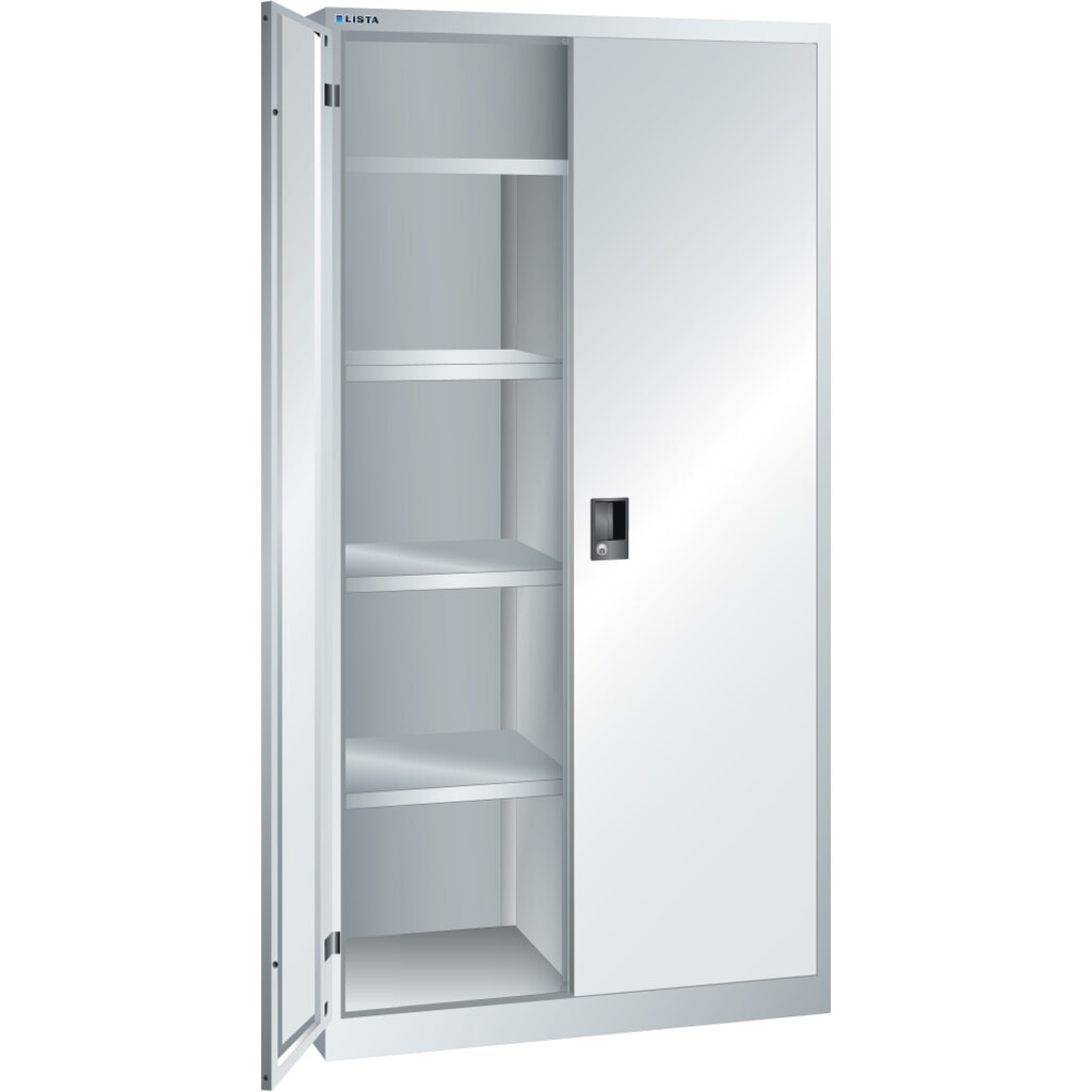 LISTA Wäsche- und Kleiderspind, (BxTxH) 1000x500x1950 mm, 4 Verstellböden, lichtgrau, CODE Lock