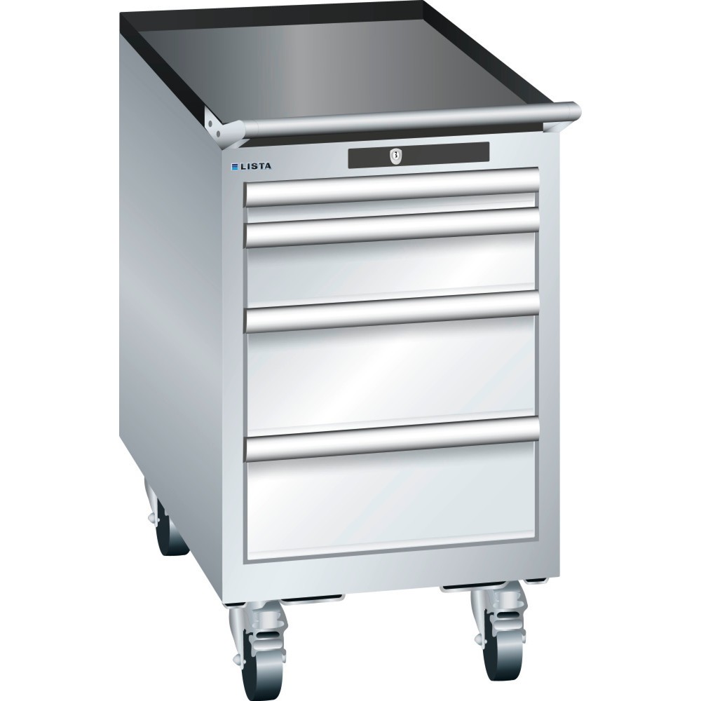 Produktabbildung: LISTA Werkstattwagen 18x36E, (BxTxH) 411x725x723mm, 4 Schubladen, 1 x 50 / 1 x 100 / 2 x 150, lichtgrau, KEY Lock