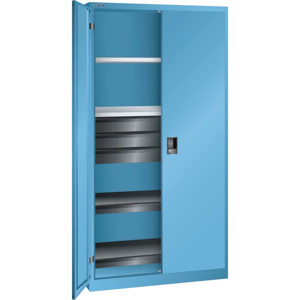 Produktabbildung: LISTA Werkzeugschrank, (BxTxH) 1000x580x1950mm, 2 Auszüge, 3 Schubladen, lichtblau, CODE Lock