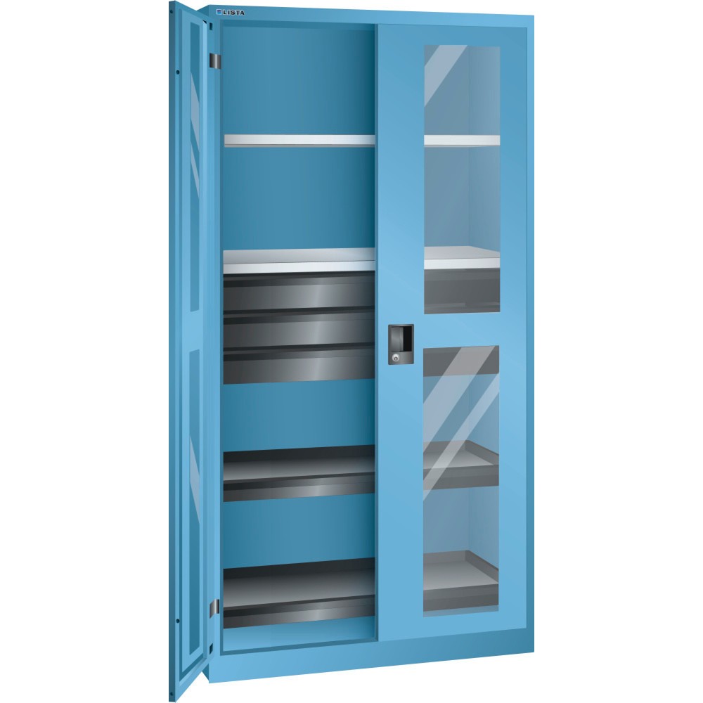 Produktabbildung: LISTA Werkzeugschrank, (BxTxH) 1000x580x1950mm, 2 Auszüge, 3 Schubladen, lichtblau, KEY Lock