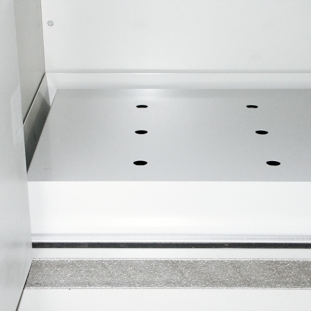 Produktabbildung: Lochblecheinsatz für PRIORIT Sicherheitsschrank Typ 90, Stahlblech, BxT 1.086 x 442 mm