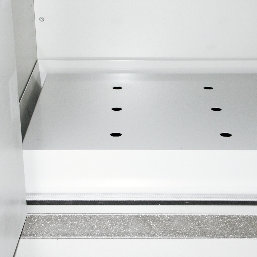 Lochblecheinsatz für PRIORIT Sicherheitsschrank Typ 90, Stahlblech, BxT 490 x 442 mm Produktabbildung: Lochblecheinsatz für PRIORIT Sicherheitsschrank Typ 90, Stahlblech, BxT 490 x 442 mm