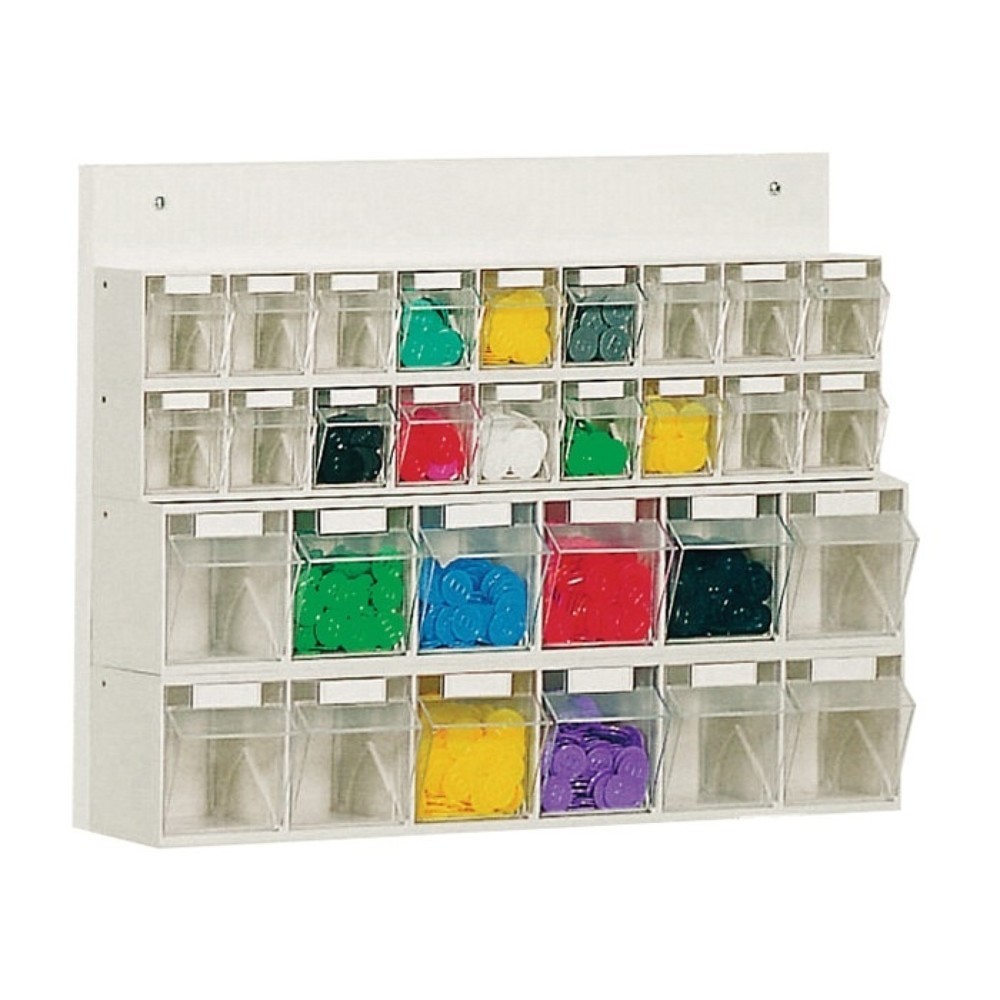 Produktabbildung: LOCKWEILER Klarsichtmagazin, 18 x A, 12 x B, H410xB600xT108mm, Kunststoff weiß