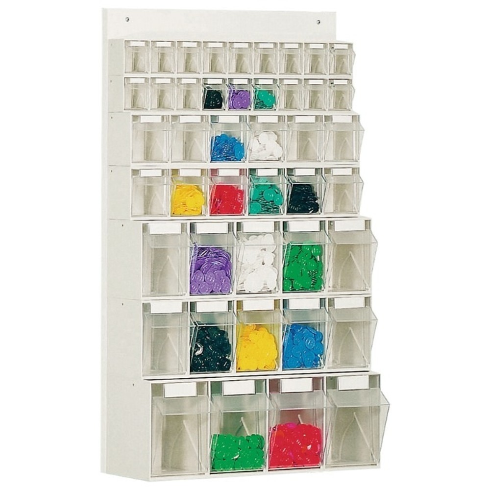 Produktabbildung: LOCKWEILER Klarsichtmagazin, 18 x A, 12 x B, 10 x C, 4 x D, H960xB600xT185mm, Kunststoff weiß