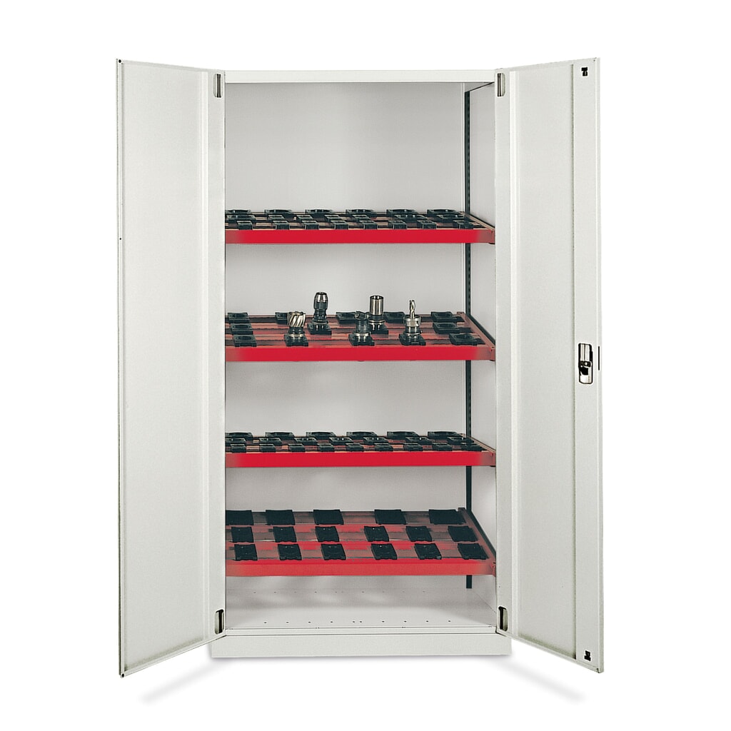 LOKOMA Flügeltürschrank für CNC-Werkzeuge, HxBxT 1.950 x 1.002 x 540 mm, rubinrot Produktabbildung: LOKOMA Flügeltürschrank für CNC-Werkzeuge, HxBxT 1.950 x 1.002 x 540 mm, rubinrot