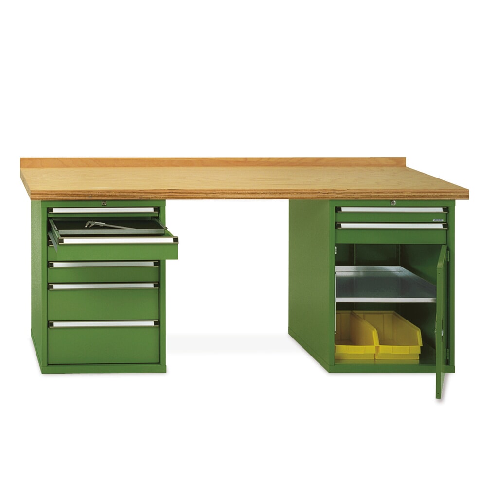 Produktabbildung: LOKOMA Schwerlastwerkbank Premium 2 Schubladenblöcke, Tragkraft 1200 kg, HxBxT 850 mm x 2000 mm x 700 mm, lichtgrau