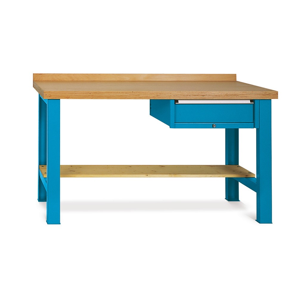 Produktabbildung: Schwere Werkbank Premium mit Schublade, TK 450 kg, HxBxT 800-1.100 x 1.500 x 700 mm, rubinrot