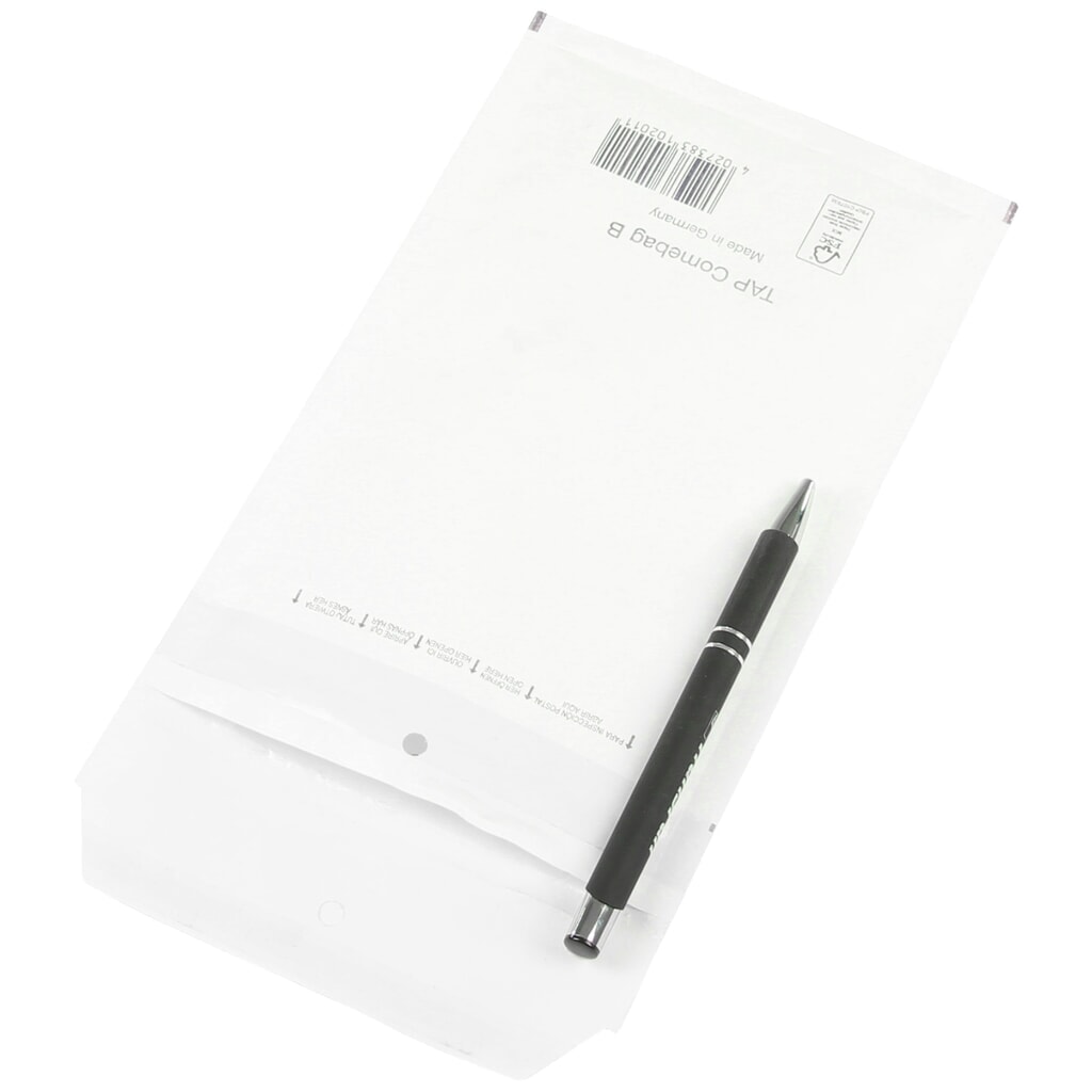 Luftpolster-Versandtasche, LxB 110 x 215 mm, weiß, für DIN A6, mit Selbstklebeverschluss Produktabbildung Nr. 2: Luftpolster-Versandtasche, LxB 110 x 215 mm, weiß, für DIN A6, mit Selbstklebeverschluss