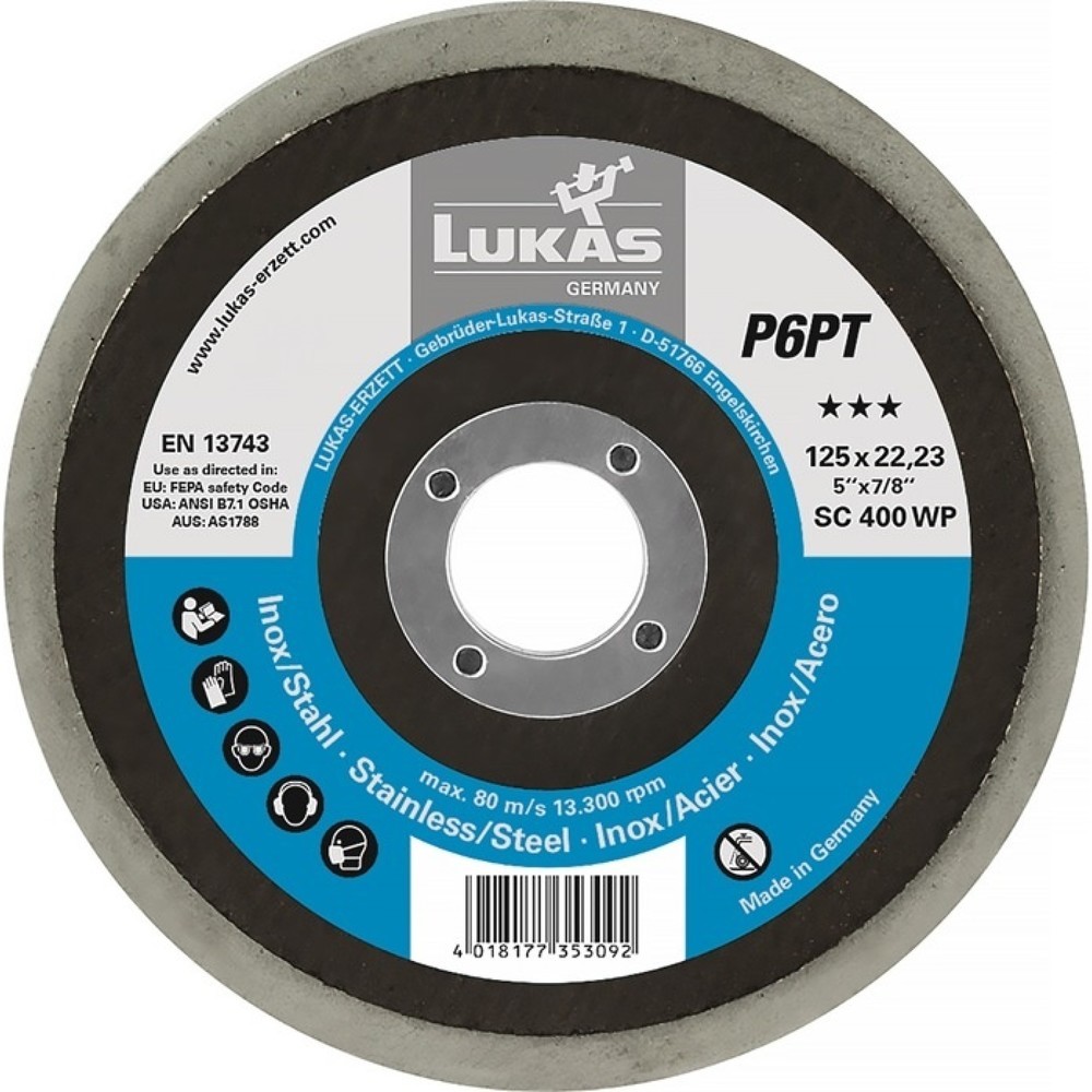 Produktabbildung Nr. 1: LUKAS Polierteller P6PT D.125mm Bohrungs-D.22,23mm P 150 medium weiß
