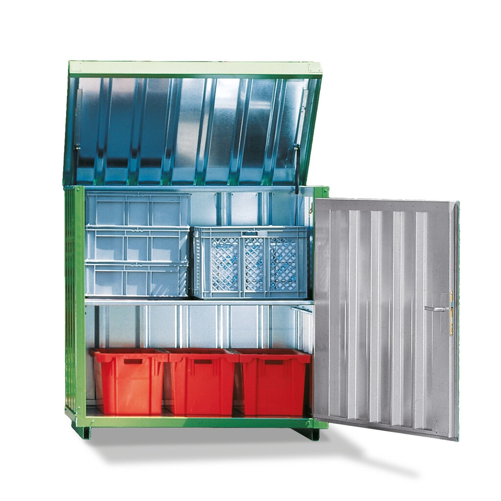 Produktabbildung: FLADAFI® Magazinbox mit hochklappbarem Dach, HxBxT 1.470 x 1.420 x 1.080 mm, ohne Boden