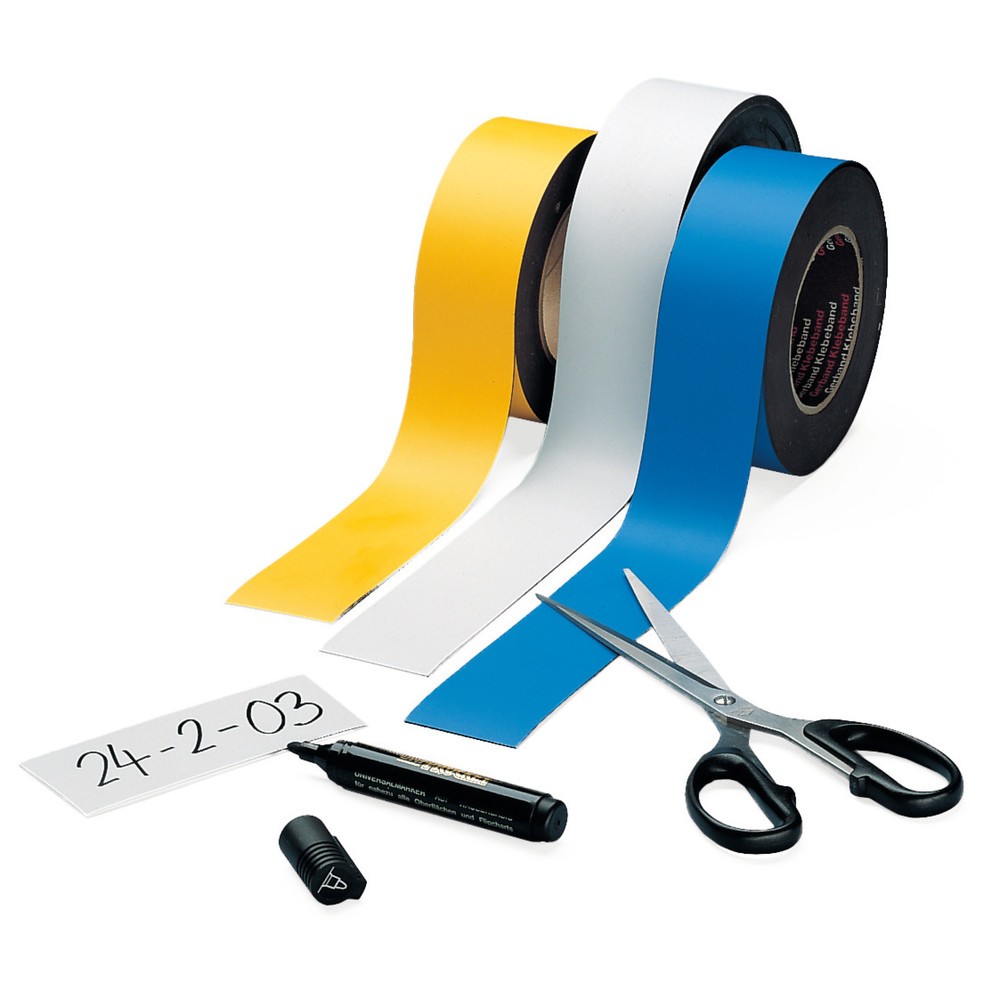 Produktabbildung: Magnetisches Beschriftungsband, Rolle, Breite 30 mm, weiß