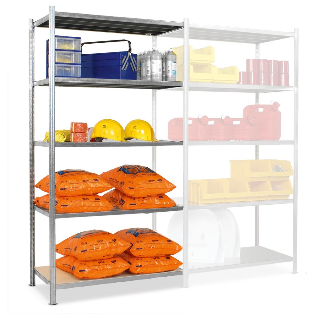 Produktabbildung: ManOrga Fachbodenregal, AF, mit Spanplatten, FL 235 kg, verzinkt, HxBxT 2.000 x 1.000 x 600 mm