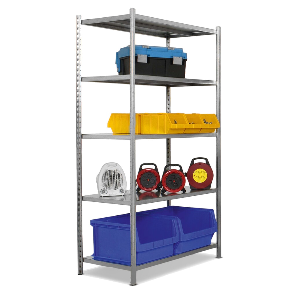 Produktabbildung: ManOrga Fachbodenregal graphitgrau/lichtgrau mit 5 Spanplattenböden, Fachlast 216 kg, HxBxT 2.000 x 1.040 x 500 mm
