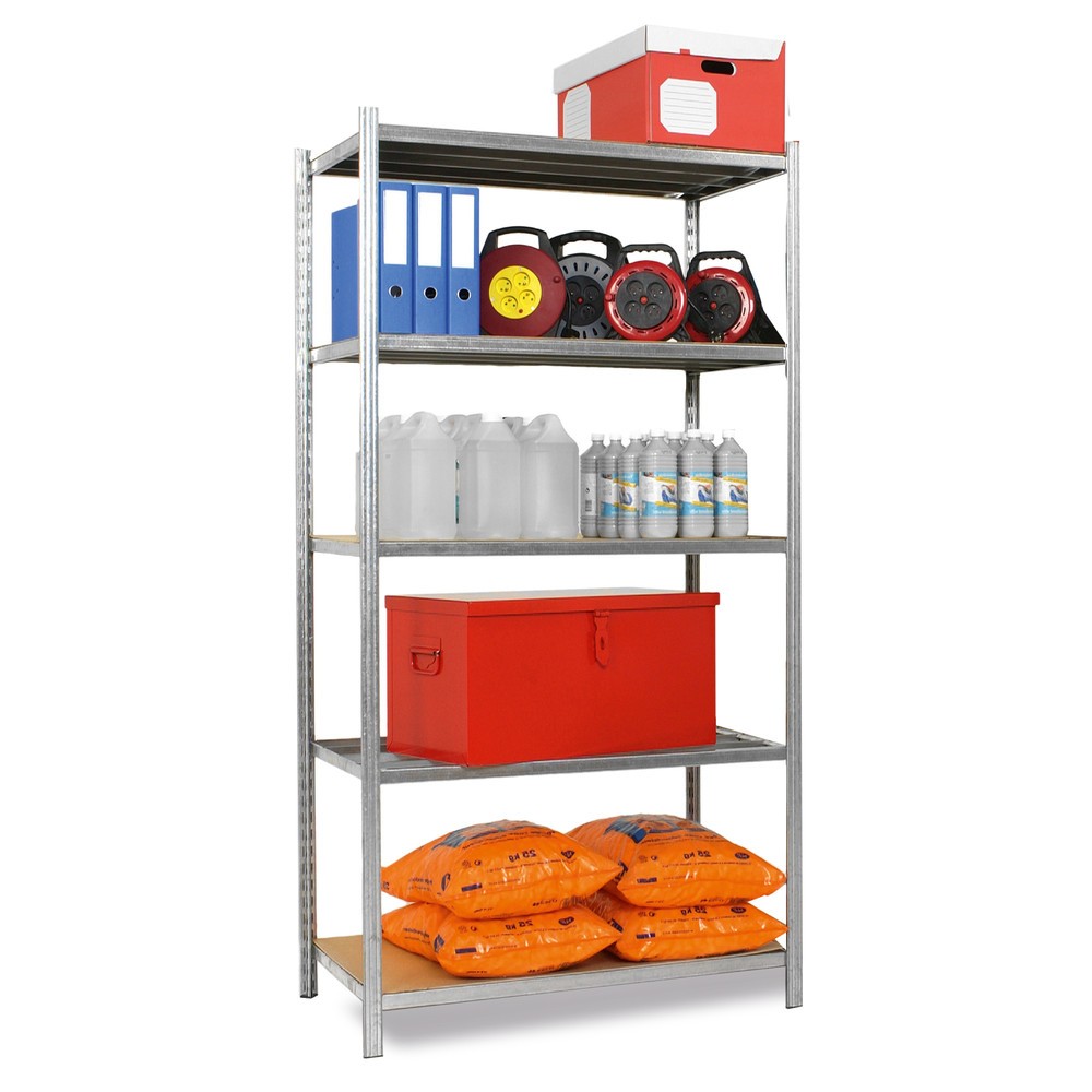 Produktabbildung: ManOrga Fachbodenregal graphitgrau/lichtgrau mit 5 Spanplattenböden, Fachlast 163 kg, HxBxT 2.000 x 1.290 x 600 mm