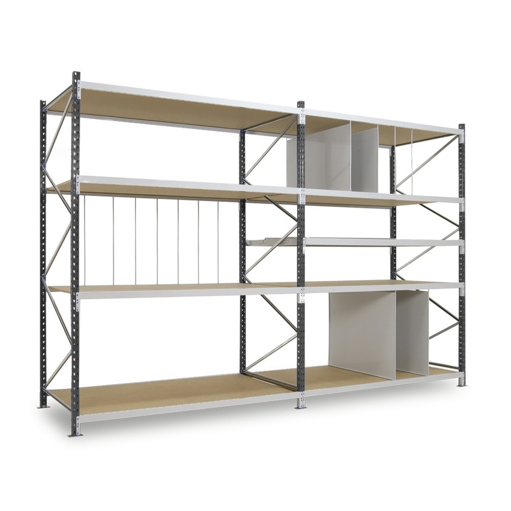 Produktabbildung Nr. 1: ManOrga Weitspannregal, mit Spanplatten, GF, graphitgrau/lichtgrau, HxBxT 2.500 x 1.250 x 600 mm