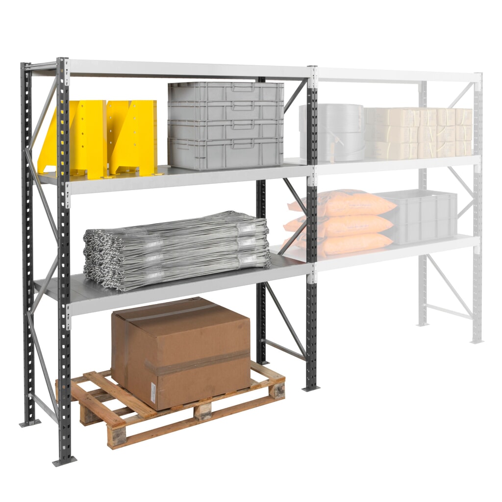 ManOrga Weitspannregal, mit Stahlpaneelen, AF, FL 710 kg, HxBxT 2.500 x 2.250 x 600 mm Produktabbildung Nr. 5: ManOrga Weitspannregal, mit Stahlpaneelen, AF, FL 710 kg, HxBxT 2.500 x 2.250 x 600 mm
