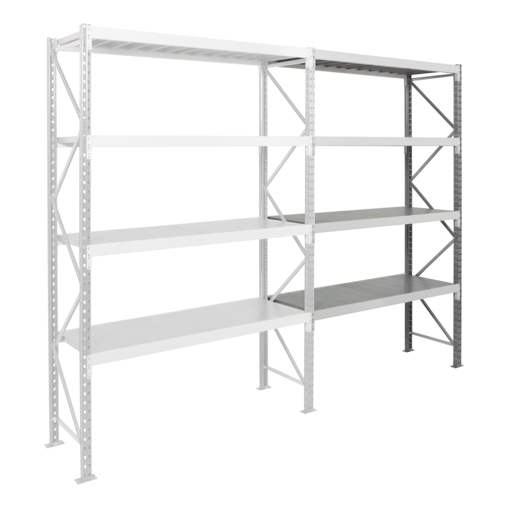ManOrga Weitspannregal, mit Stahlpaneelen, AF, FL 710 kg, HxBxT 3.000 x 2.250 x 600 mm Produktabbildung: ManOrga Weitspannregal, mit Stahlpaneelen, AF, FL 710 kg, HxBxT 3.000 x 2.250 x 600 mm