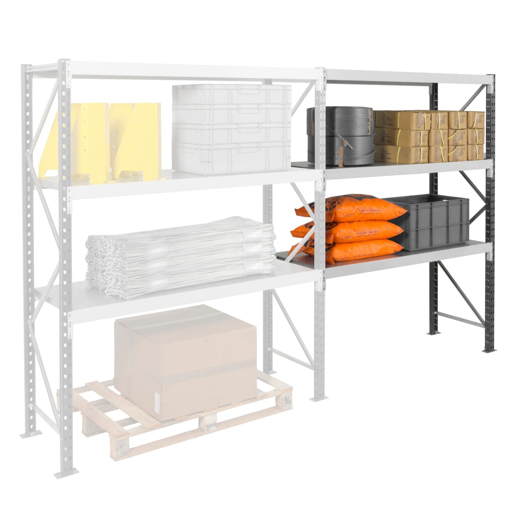 ManOrga Weitspannregal, mit Stahlpaneelen, GF, FL 710 kg, HxBxT 2.500 x 2.250 x 600 mm Produktabbildung Nr. 7: ManOrga Weitspannregal, mit Stahlpaneelen, GF, FL 710 kg, HxBxT 2.500 x 2.250 x 600 mm