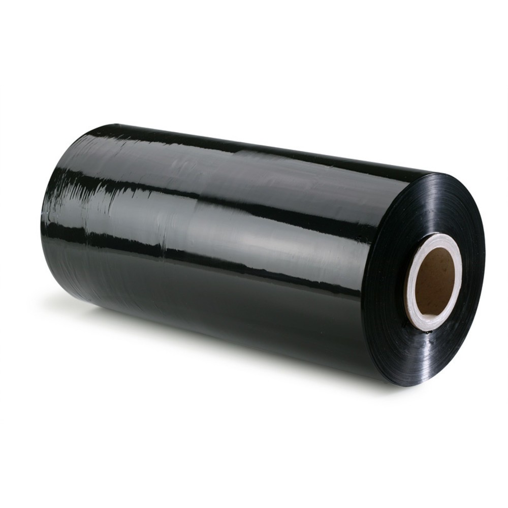 Produktabbildung: Maschinenstretchfolie, BxL 500 mm x 1.420 m, Stärke 23 µm, bis 300 % Vordehnung, schwarz opak