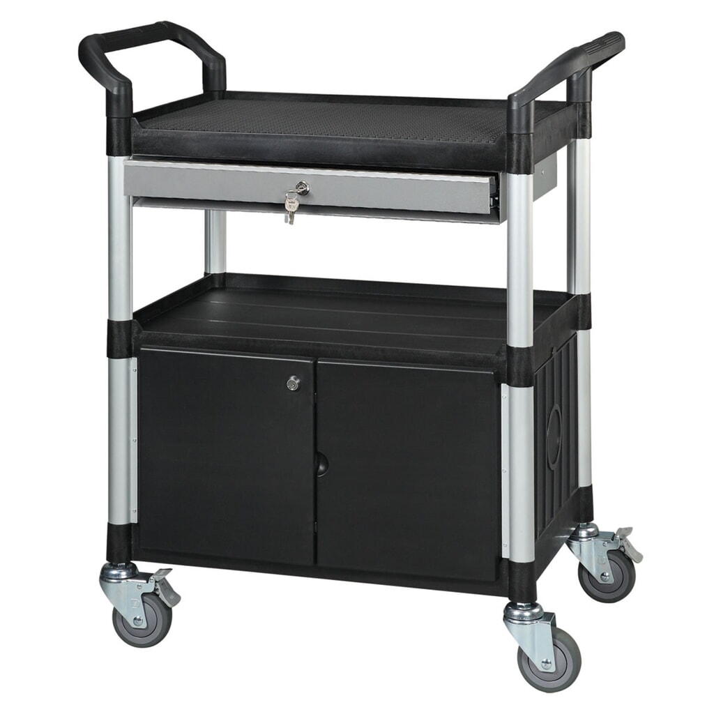 Matador Etagenwagen 818D-1 schwarz - 3 Etagen - Schrankteil + Schublade mit Schloss Produktabbildung: Matador Etagenwagen 818D-1 schwarz - 3 Etagen - Schrankteil + Schublade mit Schloss