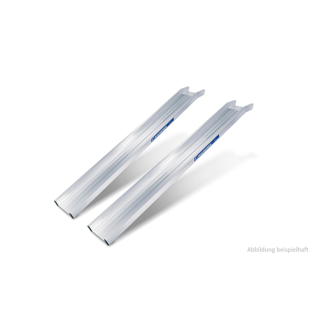 Produktabbildung: MAUDERER® Verladeschienen SuperLeicht A, mit beidseitigem Rand, für mittelschwere Ladegüter, Tragkraft/Paar 1.000 kg, LxB 1.000 x 250 mm
