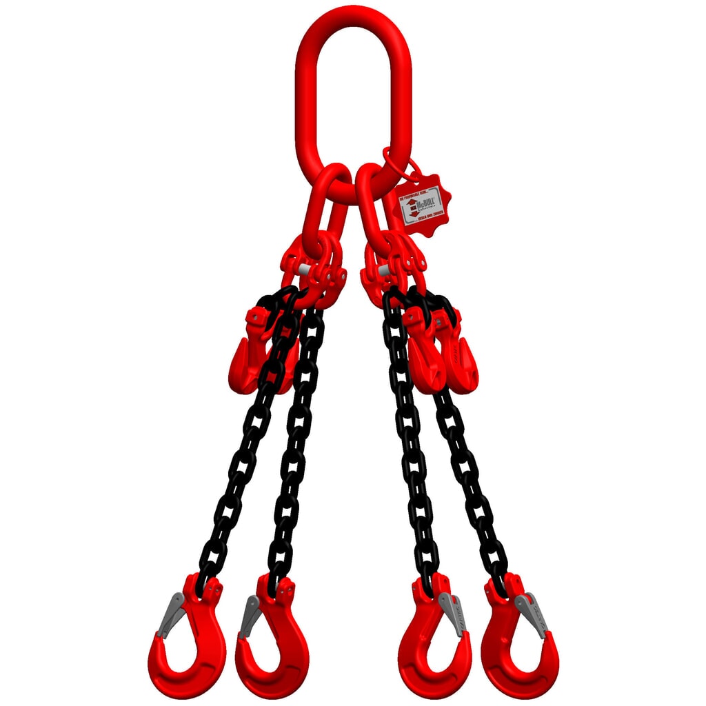 McBULL® 4-Strang-Kettengehänge, GK8, Nutzlänge 2.000 mm, Tragkraft 2.360 kg, mit Verkürzungshaken Produktabbildung: McBULL® 4-Strang-Kettengehänge, GK8, Nutzlänge 2.000 mm, Tragkraft 2.360 kg, mit Verkürzungshaken