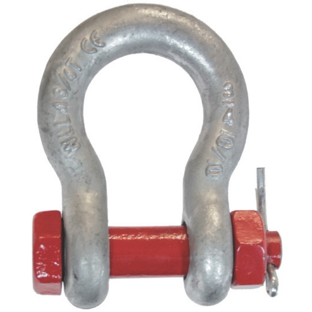 Produktabbildung: McBULL® Schäkel, hochfest, geschweifte Form, mit Mutter und Splint, Nenngröße 3/8", Tragkraft 1.000 kg