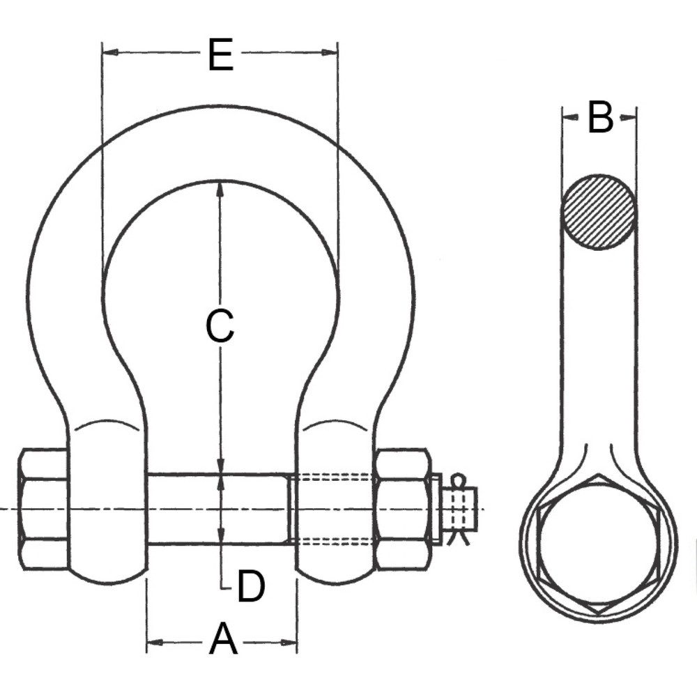 Produktabbildung Nr. 2: McBULL® Schäkel, hochfest, geschweifte Form, mit Mutter und Splint, Nenngröße 3/8", Tragkraft 1.000 kg
