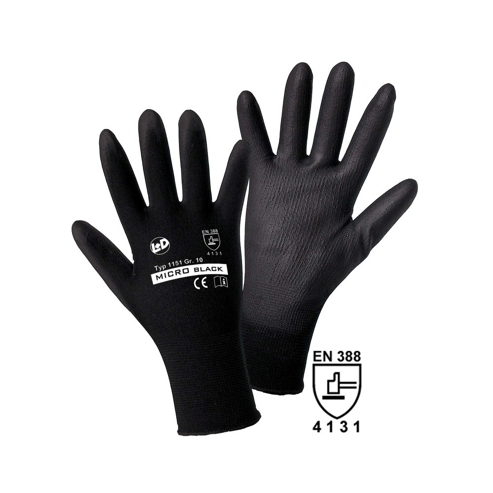 Produktabbildung: Mechanische Spezial-Schutzhandschuhe Micro Black, Größe 10