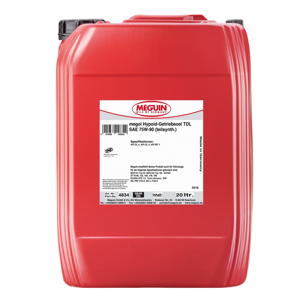 Produktabbildung: MEGUIN Hypoid-Getriebeoel TDL SAE 75W-90 (teilsynth.) 20 l