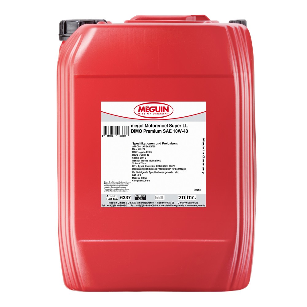Produktabbildung: MEGUIN Motorenoel Super LL DIMO Premium SAE 10W-40 20 l