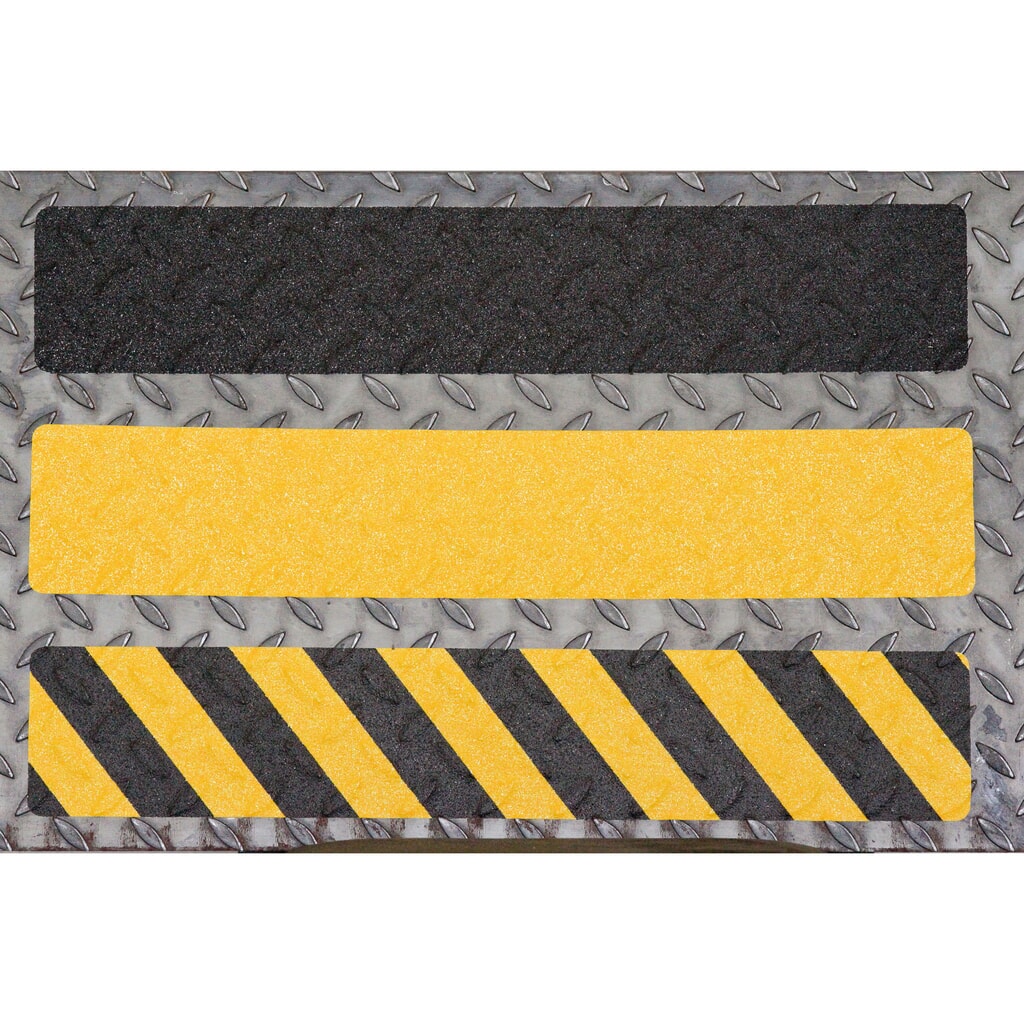 Produktabbildung: Mehlhose m2-Antirutschbelag™, verformbar, 10 Stk, LxB 610 x 150 mm, schwarz-gelb