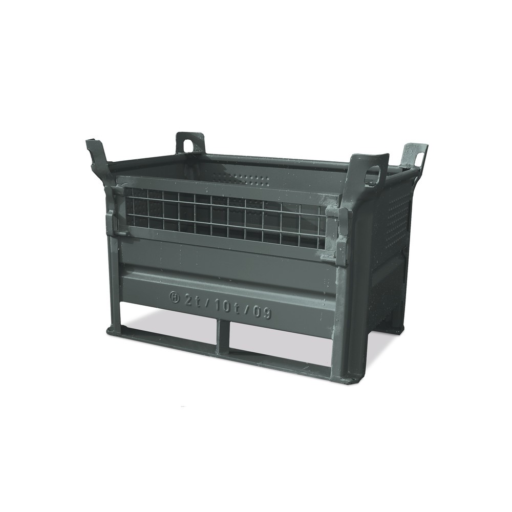 Produktabbildung Nr. 2: HESON® Mehrpreis ½ Gitterklappe für Stapelbehälter, mit Kufen, Tragkraft 1.000 kg, BxT 1.000 x 800 mm