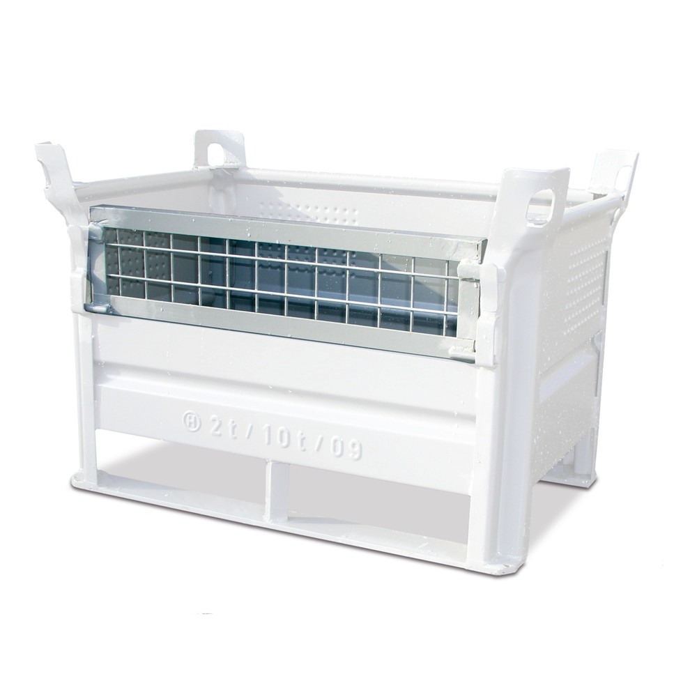 Produktabbildung: HESON® Mehrpreis ½ Gitterklappe für Stapelbehälter, mit Kufen, Tragkraft 1.000 kg, BxT 1.000 x 800 mm