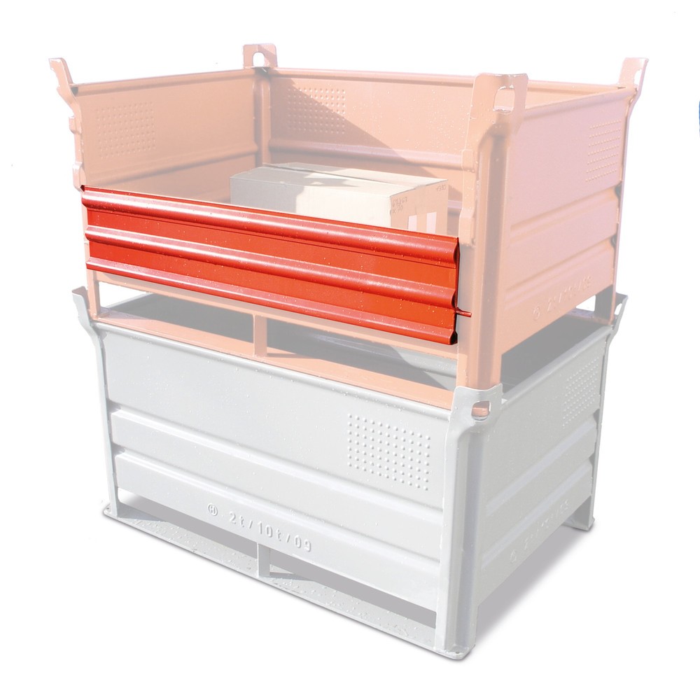 Produktabbildung: Mehrpreis ½ Vollwandklappe für Stapelbehälter HESON®, mit Kufen, Tragkraft 1.000 kg, BxT 800 x 500 mm