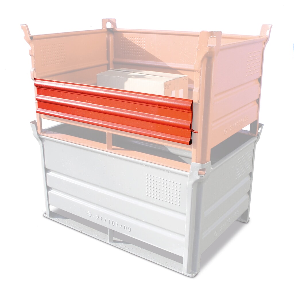 Produktabbildung: Mehrpreis ½ Vollwandklappe für Stapelbehälter HESON®, mit Kufen, Tragkraft 500 kg, BxT 1.200 x 1.000 mm