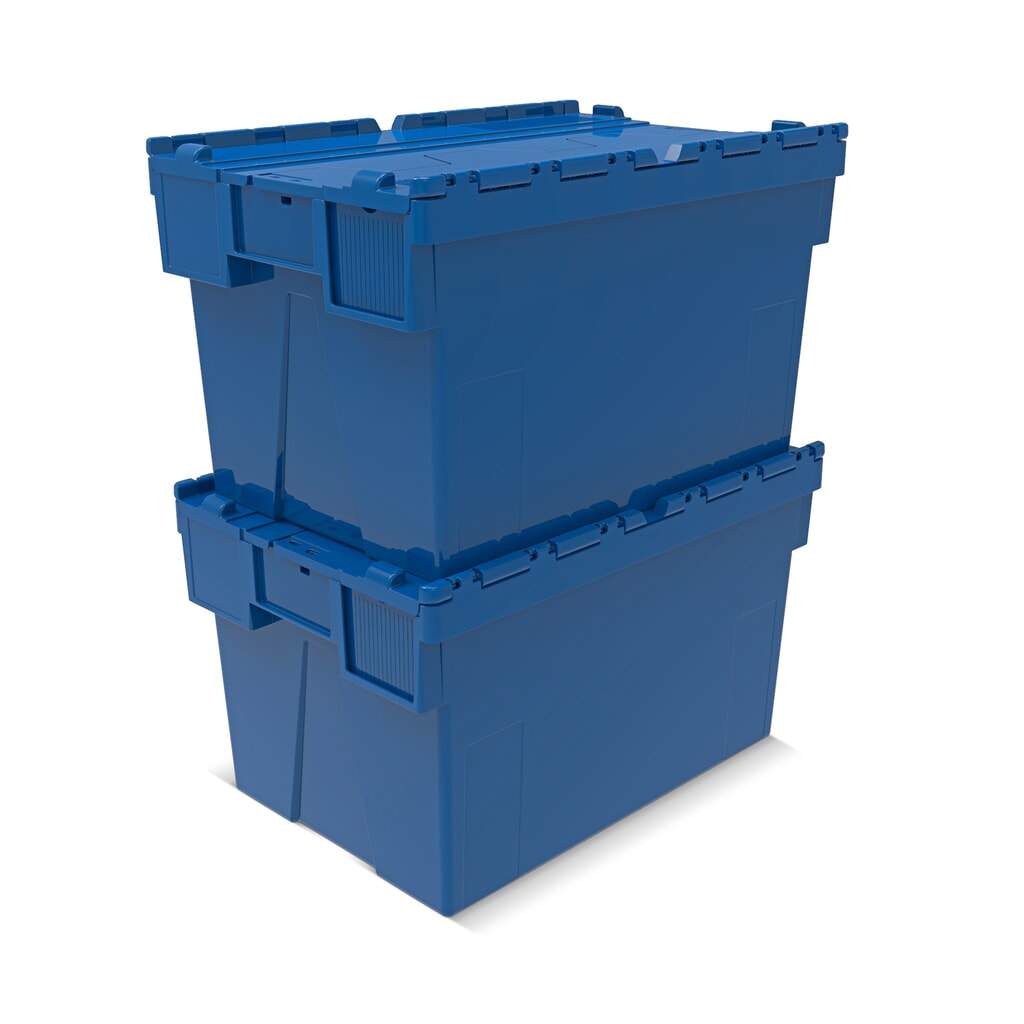 Alpha Eurobox aus PP mit Klappdeckel, blau, 65 Liter, HxBxT 365 x 600 x 400 mm Produktabbildung Nr. 6: Alpha Eurobox aus PP mit Klappdeckel, blau, 65 Liter, HxBxT 365 x 600 x 400 mm