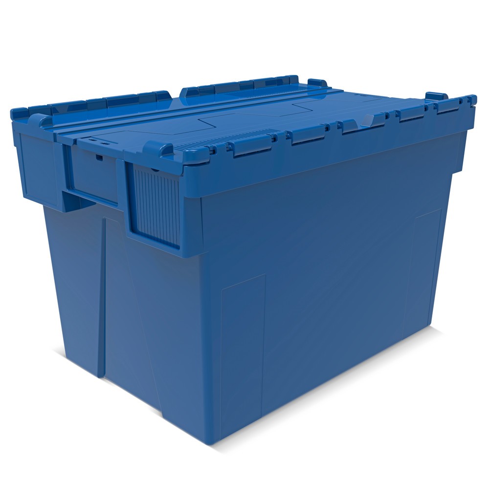 Produktabbildung: Alpha Eurobox aus PP mit Klappdeckel, blau, 77 Liter, HxBxT 400 x 600 x 400 mm