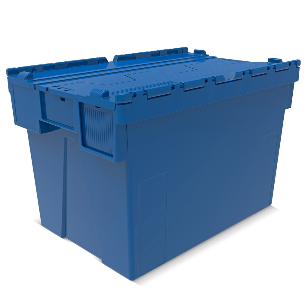 Produktabbildung: Alpha Eurobox aus PP mit Klappdeckel, blau, 77 Liter, HxBxT 400 x 600 x 400 mm