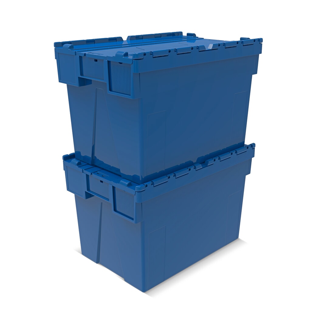 Alpha Eurobox aus PP mit Klappdeckel, blau, 77 Liter, HxBxT 400 x 600 x 400 mm Produktabbildung Nr. 6: Alpha Eurobox aus PP mit Klappdeckel, blau, 77 Liter, HxBxT 400 x 600 x 400 mm