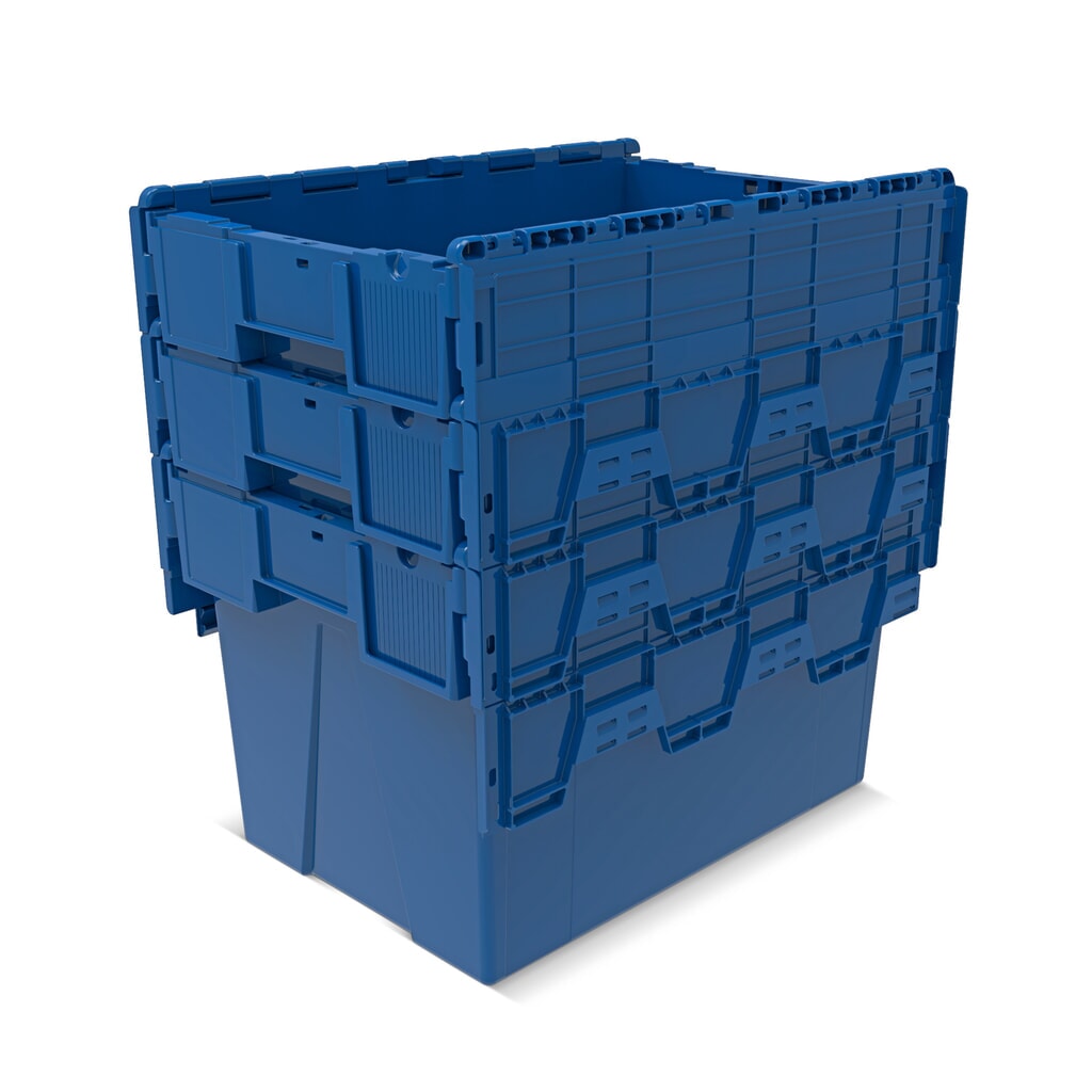 Alpha Eurobox aus PP mit Klappdeckel, blau, 77 Liter, HxBxT 400 x 600 x 400 mm Produktabbildung Nr. 7: Alpha Eurobox aus PP mit Klappdeckel, blau, 77 Liter, HxBxT 400 x 600 x 400 mm