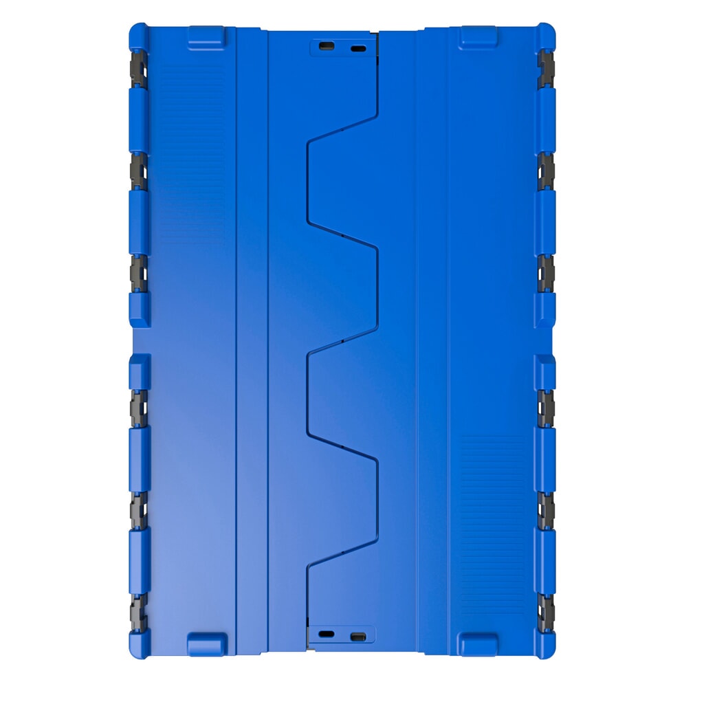Alpha Eurobox aus PP-Regranulat mit Klappdeckel, schwarz/blau, 77 Liter, HxBxT 400 x 600 x 400 mm Produktabbildung Nr. 2: Alpha Eurobox aus PP-Regranulat mit Klappdeckel, schwarz/blau, 77 Liter, HxBxT 400 x 600 x 400 mm
