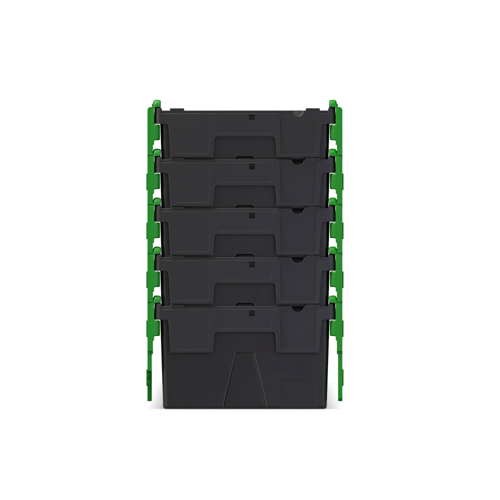Produktabbildung Nr. 7: Alpha Eurobox aus PP-Regranulat mit Klappdeckel, schwarz/grün, 40 Liter, HxBxT 250 x 600 x 400 mm