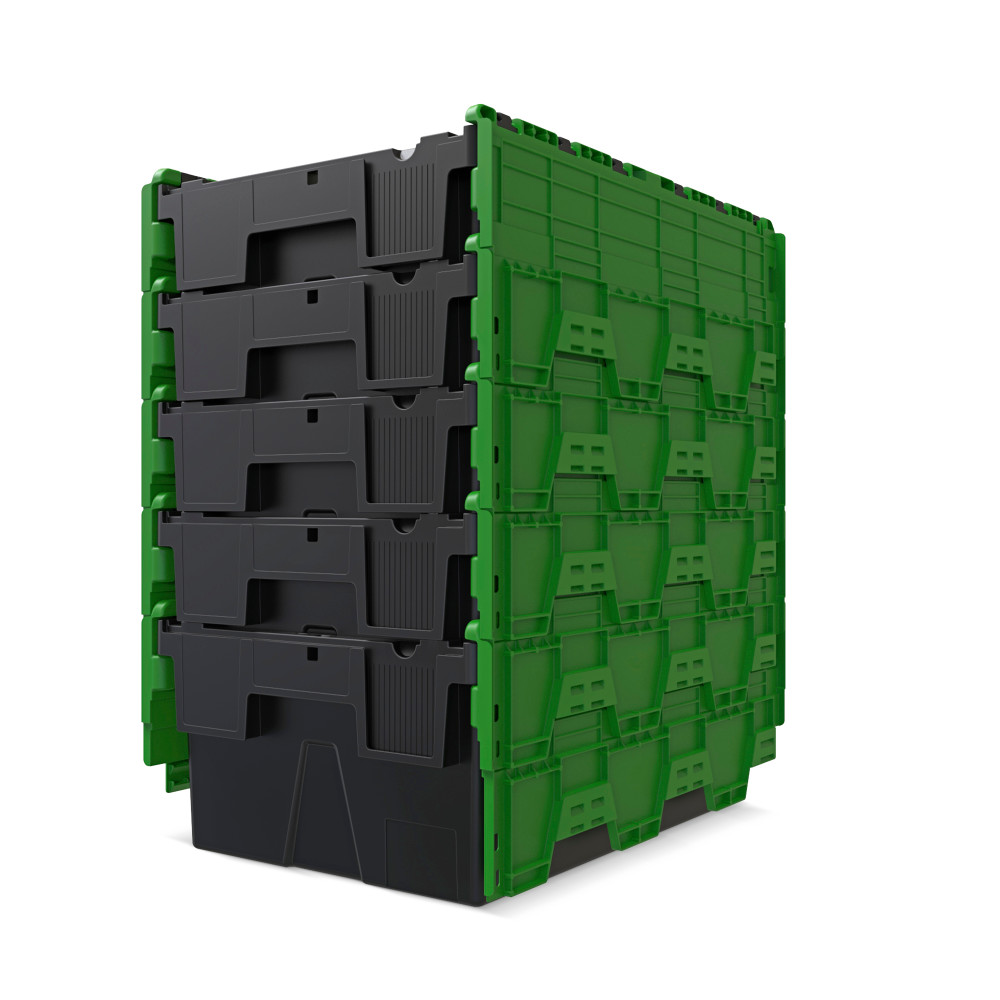 Produktabbildung Nr. 8: Alpha Eurobox aus PP-Regranulat mit Klappdeckel, schwarz/grün, 40 Liter, HxBxT 250 x 600 x 400 mm