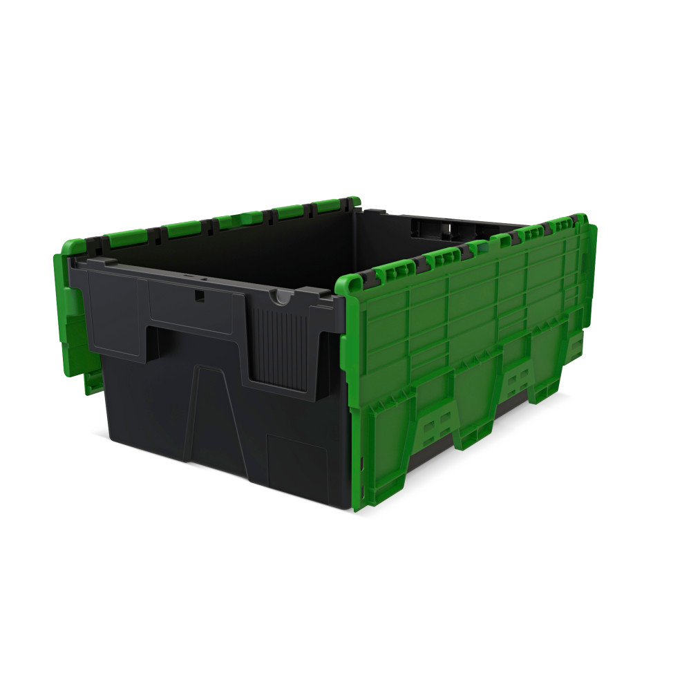 Produktabbildung Nr. 4: Alpha Eurobox aus PP-Regranulat mit Klappdeckel, schwarz/grün, 40 Liter, HxBxT 250 x 600 x 400 mm
