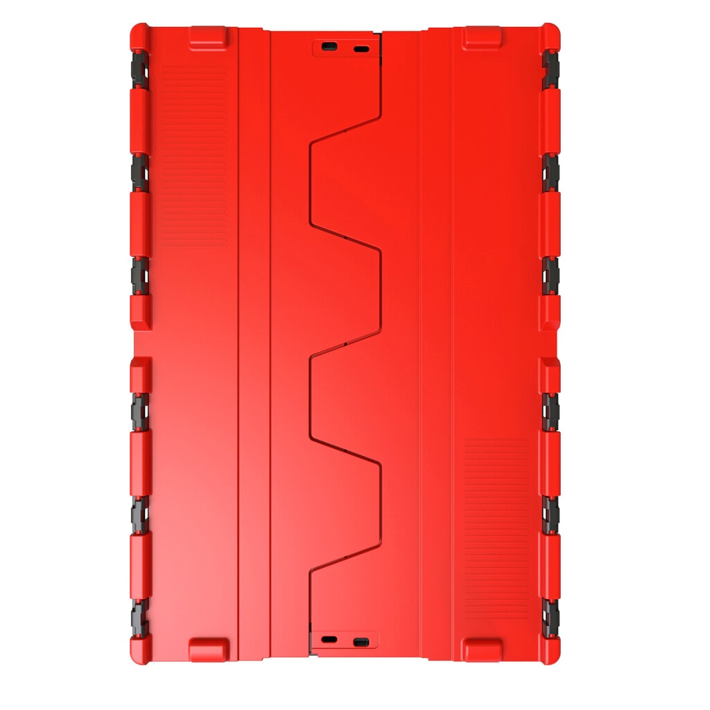 Alpha Eurobox aus PP-Regranulat mit Klappdeckel, schwarz/rot, 56 Liter, HxBxT 310 x 600 x 400 mm Produktabbildung Nr. 2: Alpha Eurobox aus PP-Regranulat mit Klappdeckel, schwarz/rot, 56 Liter, HxBxT 310 x 600 x 400 mm